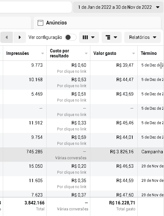 Estúdio de Tatuagem.
Investiu R$16.228,71 ao longo do ano.

Faturou R$210.973,23, apenas com clientes do Instagram/Facebook.